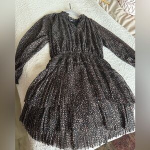 Reset Black Long Sleeve  Dress with abstract pink/gray design Size L